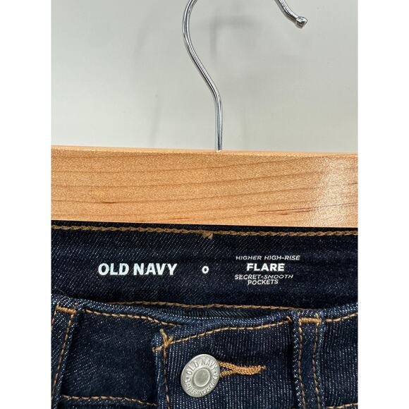 Old Navy Higher High-Rise Flare Dark Wash Blue Denim Jeans Women's Size 0 NWT - Picture 5 of 9
